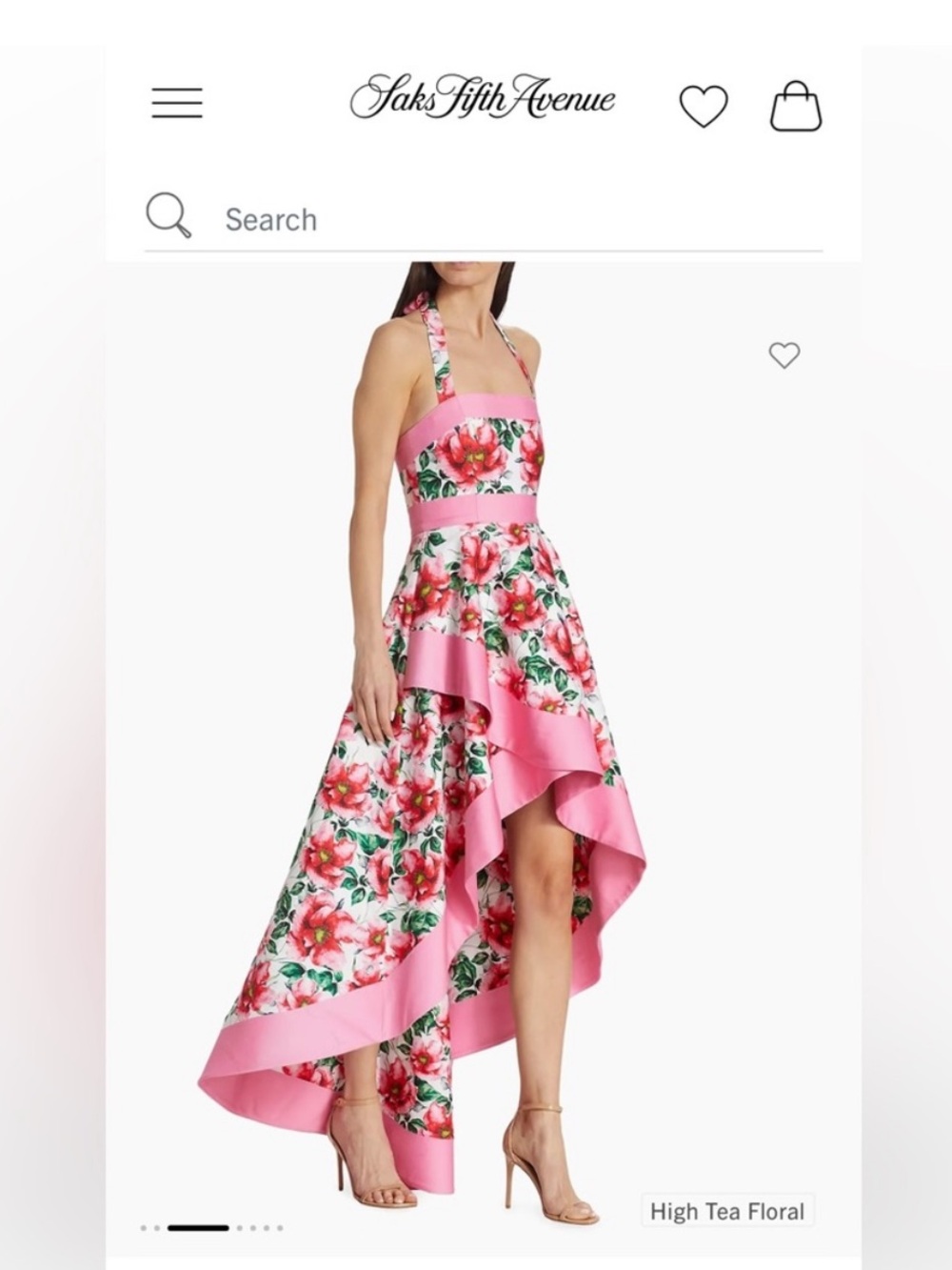 Alice + Olivia Pink Floral High Tea Halter Dress. Size 8 but fits as a 4-6!